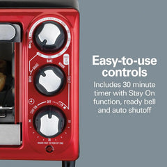 4 Slice Toaster Oven, Red