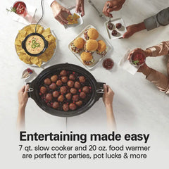 Programmable Stay or Go® Slow Cooker with Party Dipper™ Food Warmer, Red