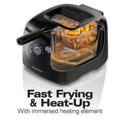 Cool-Touch Deep Fryer, 2 Liters/8 Cup Oil Capacity with Basket Hooks