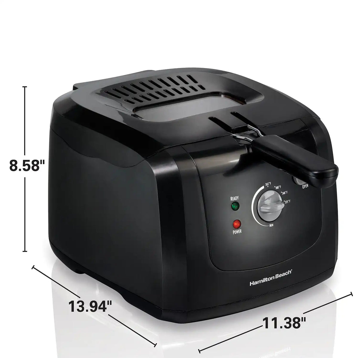 Cool-Touch Deep Fryer, 2 Liters/8 Cup Oil Capacity with Basket Hooks