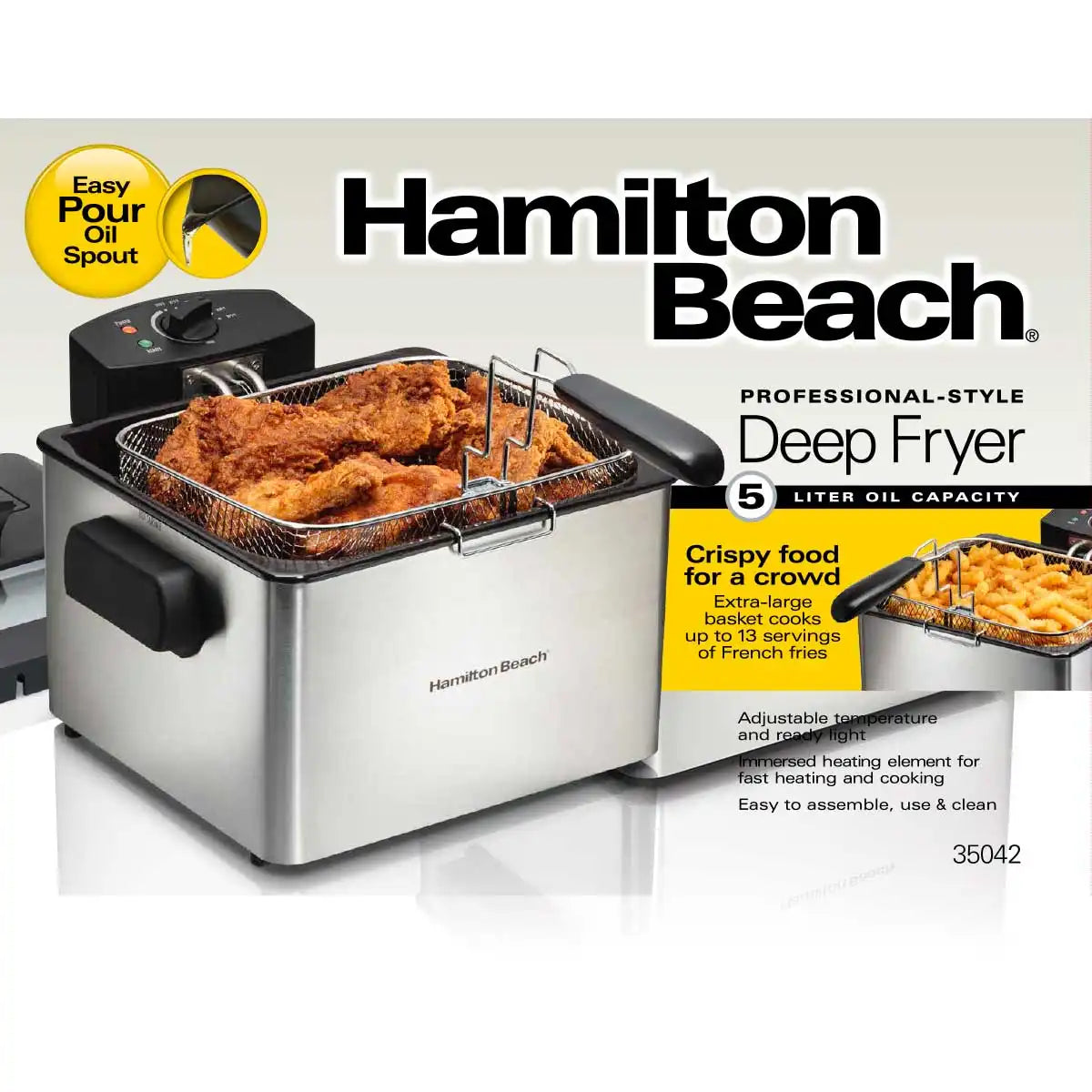 Deep Fryer, 5 Liters/21 Cup Oil Capacity with Easy-Pour Oil Spout