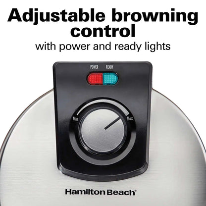 Belgian Waffle Maker with Adjustable Browning Control, Silver