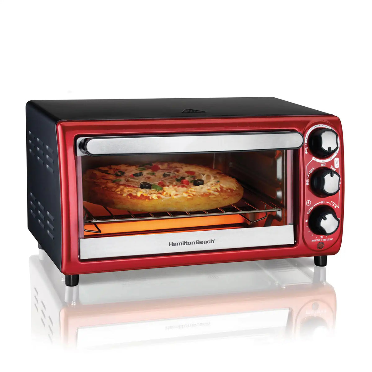 4 Slice Capacity Toaster Oven Red