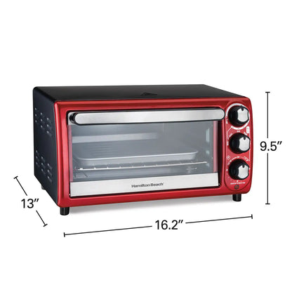 4 Slice Capacity Toaster Oven Red
