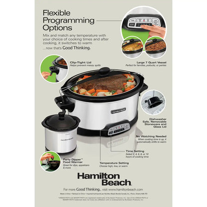 Stay or Go® Programmable 7 Qt. Slow Cooker with Party Dipper
