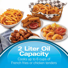Cool-Touch Deep Fryer, 2 Liters/8 Cup Oil Capacity with Basket Hooks