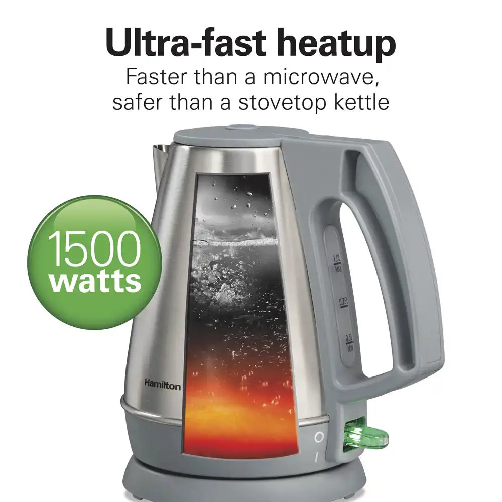 1 Liter Electric Kettle, Gray & Stainless