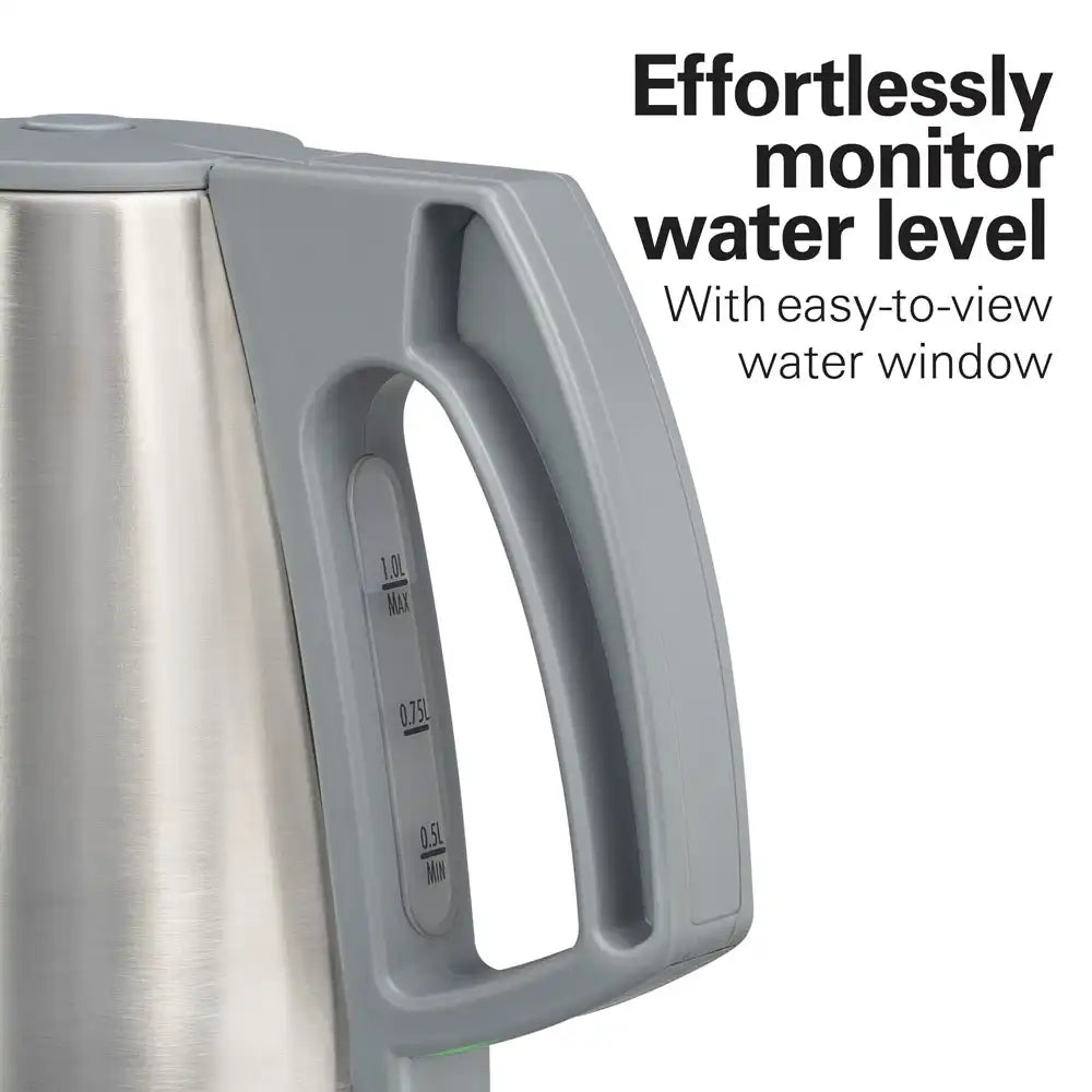 1 Liter Electric Kettle, Gray & Stainless