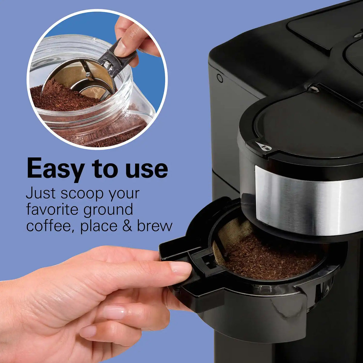 2-Way Coffee Maker, Single-Serve &12 Cup Carafe, Stainless