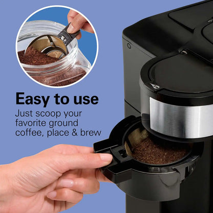 2-Way Coffee Maker, Single-Serve &12 Cup Carafe, Stainless