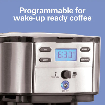 2-Way Coffee Maker, Single-Serve &12 Cup Carafe, Stainless