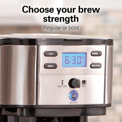 2-Way Coffee Maker, Single-Serve &12 Cup Carafe, Stainless