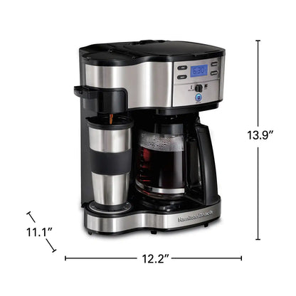 2-Way Coffee Maker, Single-Serve &12 Cup Carafe, Stainless
