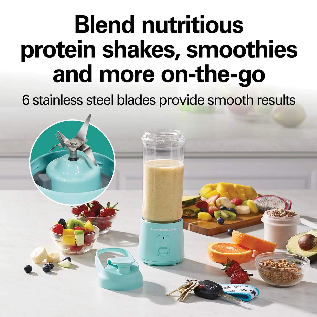 Blend Now™ Portable Cordless Blender, Aqua
