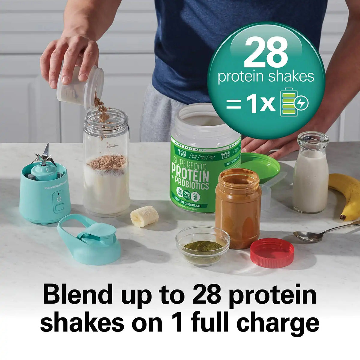 Blend Now™ Portable Cordless Blender, Aqua