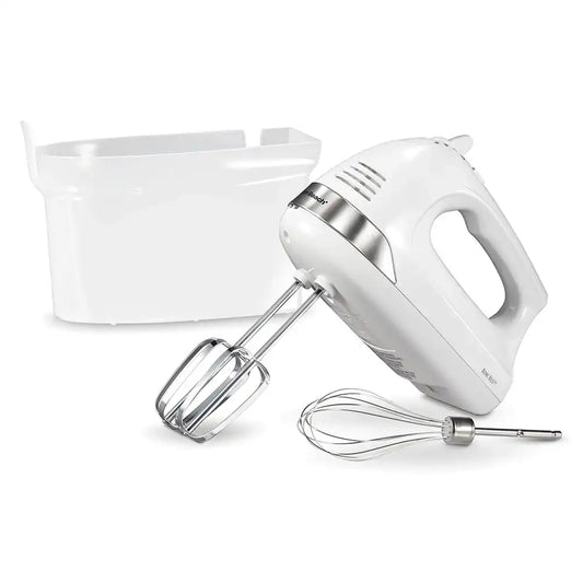6 Speed Hand Mixer with Snap-On Case, White