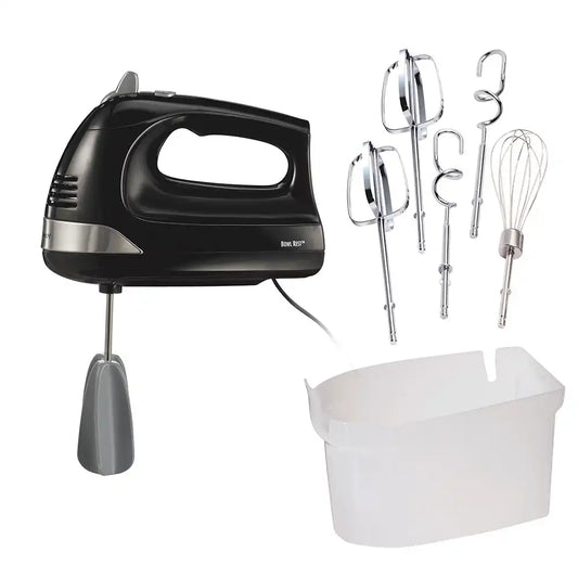 6 Speed Hand Mixer with Snap-On Case, Black