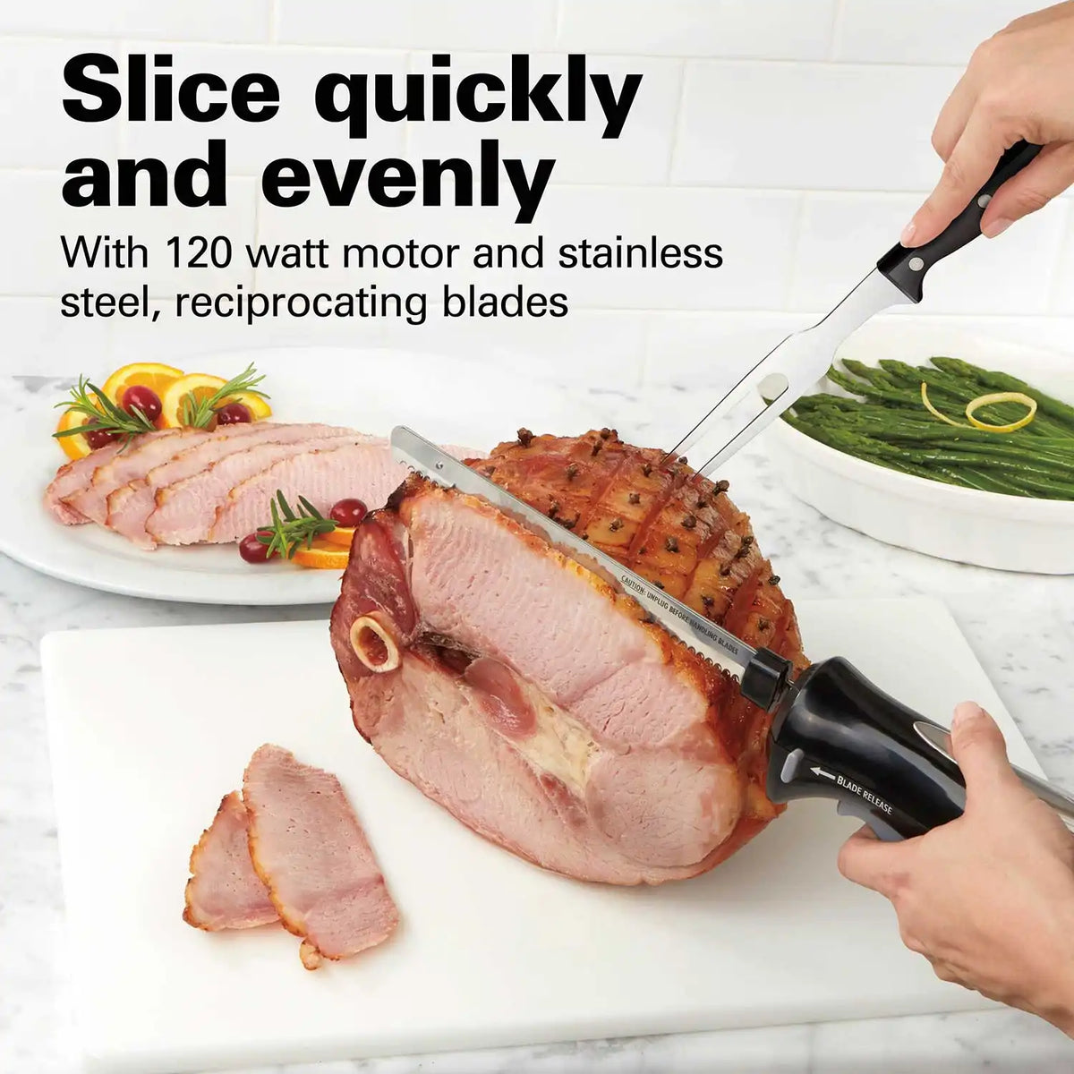 Electric Knife Set with Cool-Touch Ergonomic Handle and Storage Case