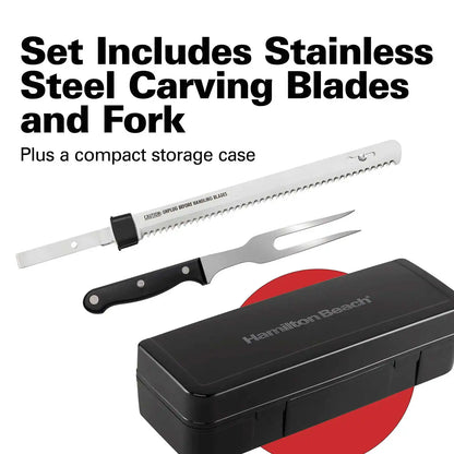 Electric Knife Set with Cool-Touch Ergonomic Handle and Storage Case