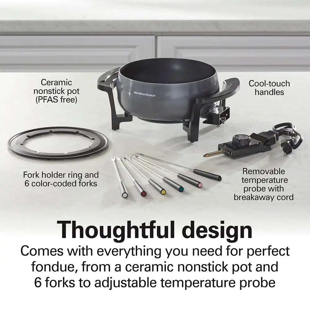 Fondue Pot, Gray and Black