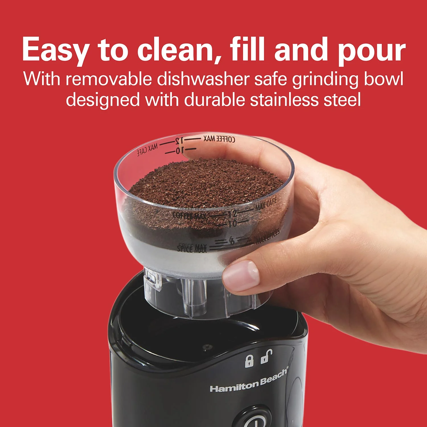Alternative view of Hamilton Beach® Coffee and Spice Grinder, Black, 80410G