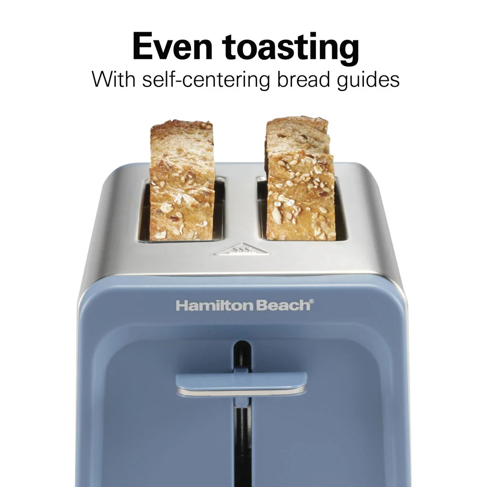 Contemporary 2 Slice Toaster, Steel Blue - Image 4