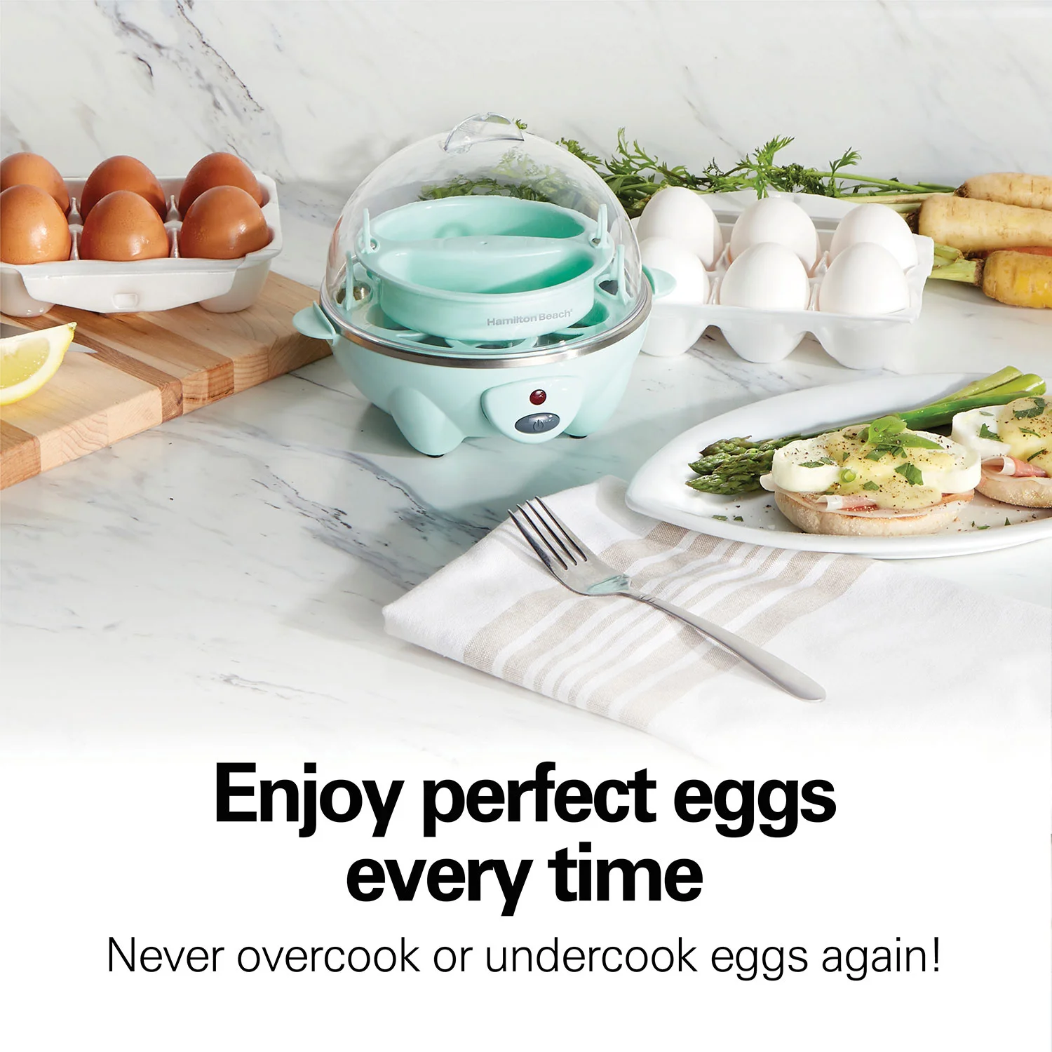 3-in-1 Egg Cooker with 7 Egg Capacity, Teal - Image 4
