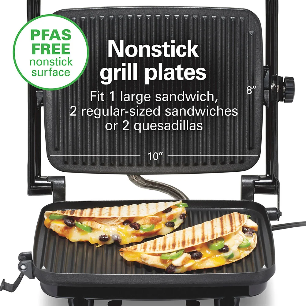 Panini Press & Gourmet Sandwich Maker, Silver - Image 3
