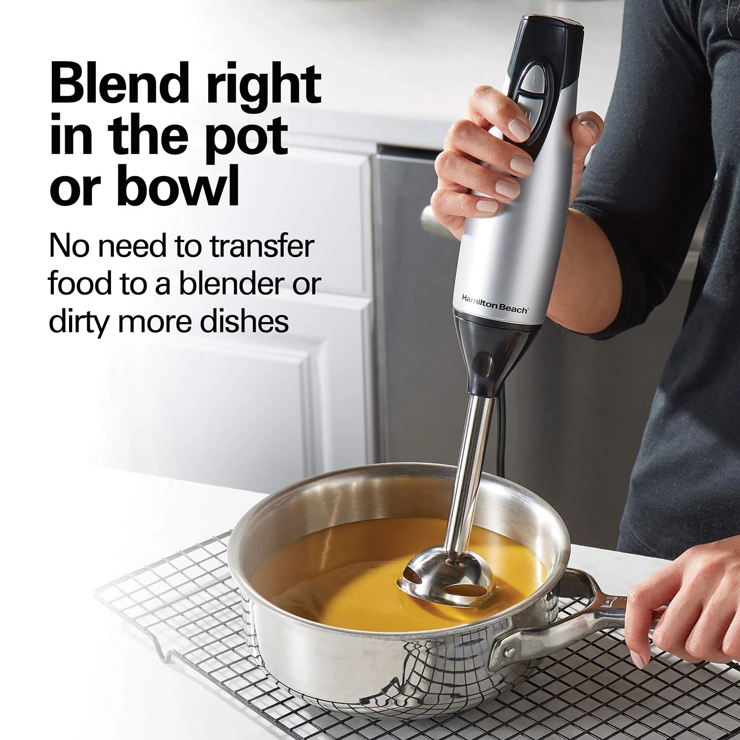 2 Speed Hand Blender with Whisk and Chopping bowl, Silver - Image 3