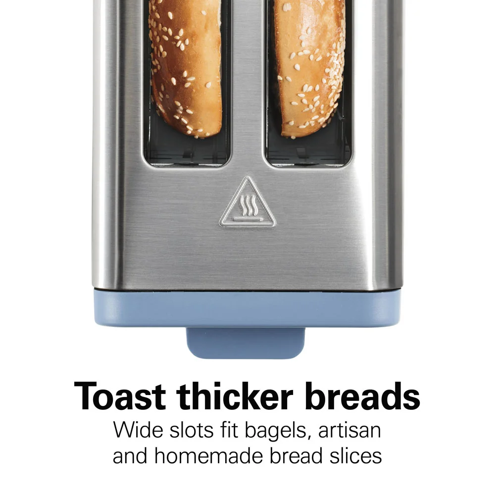 Contemporary 2 Slice Toaster, Steel Blue - Image 3