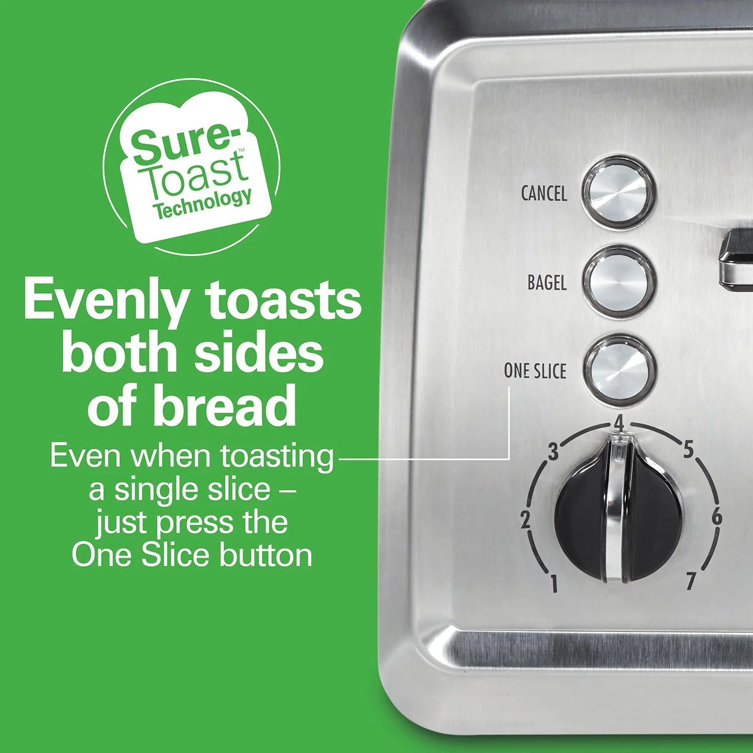 Alternative view of Modern Stainless Steel 4 Slice Toaster with Extra-Wide Slots