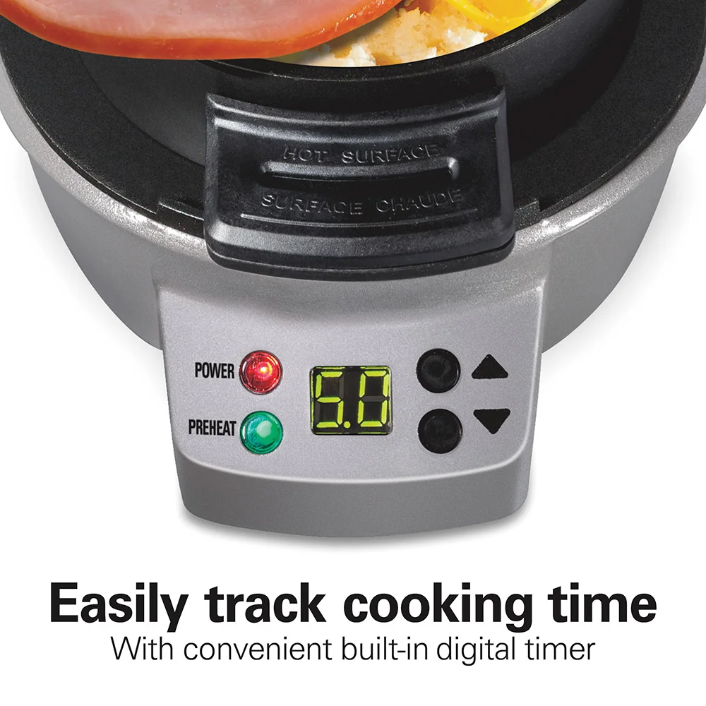 Breakfast Sandwich Maker with Timer, Silver - Image 4