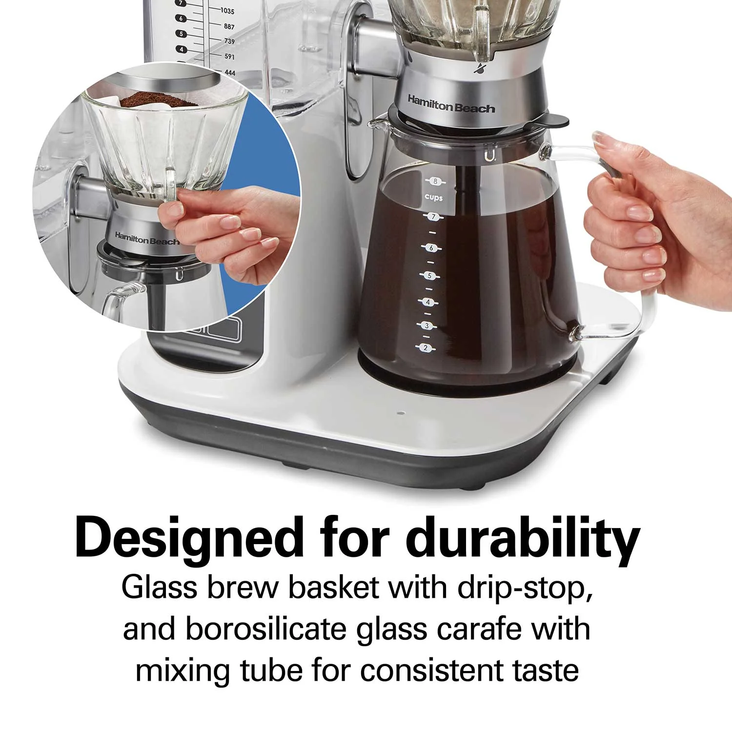 8 Cup Convenient Craft™ Automatic or Manual Pour-Over Coffee Brewer, White - Image 7
