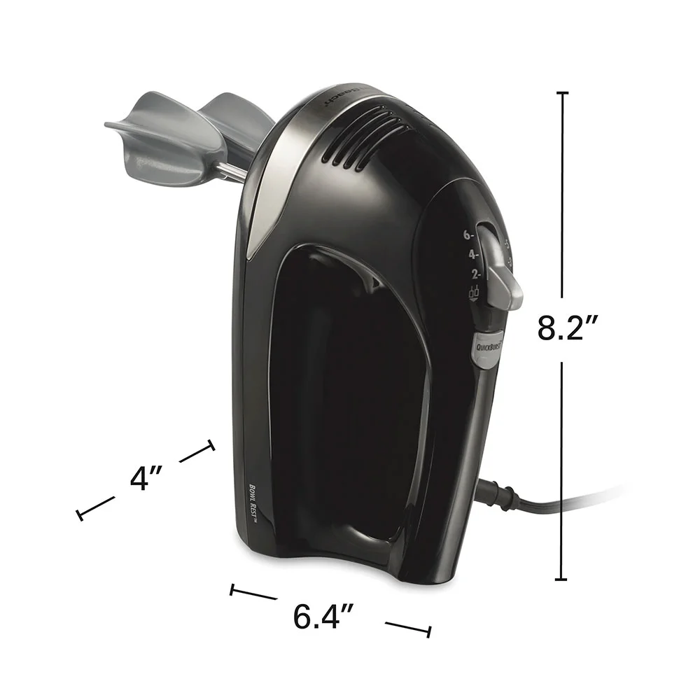 6 Speed Hand Mixer with Snap-On Case, Black - Image 8