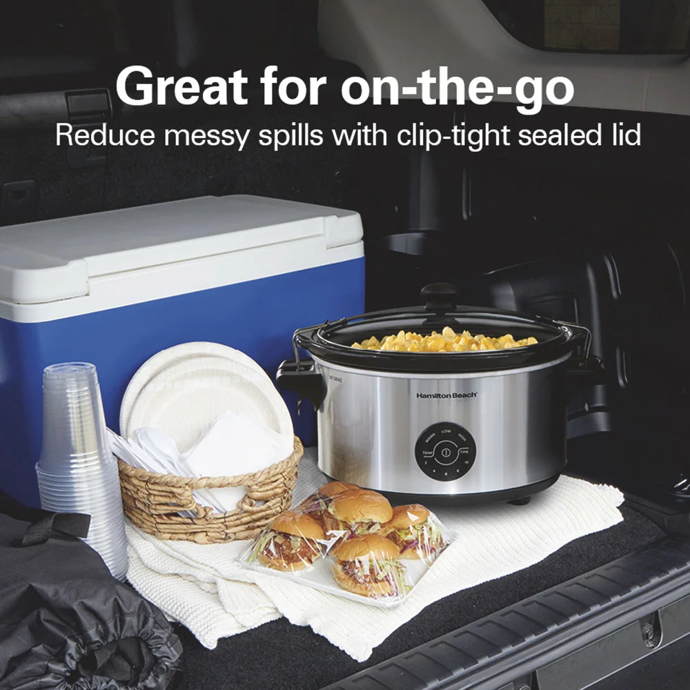 7 Quart Programmable Stay or Go® Slow Cooker, Silver - Image 3