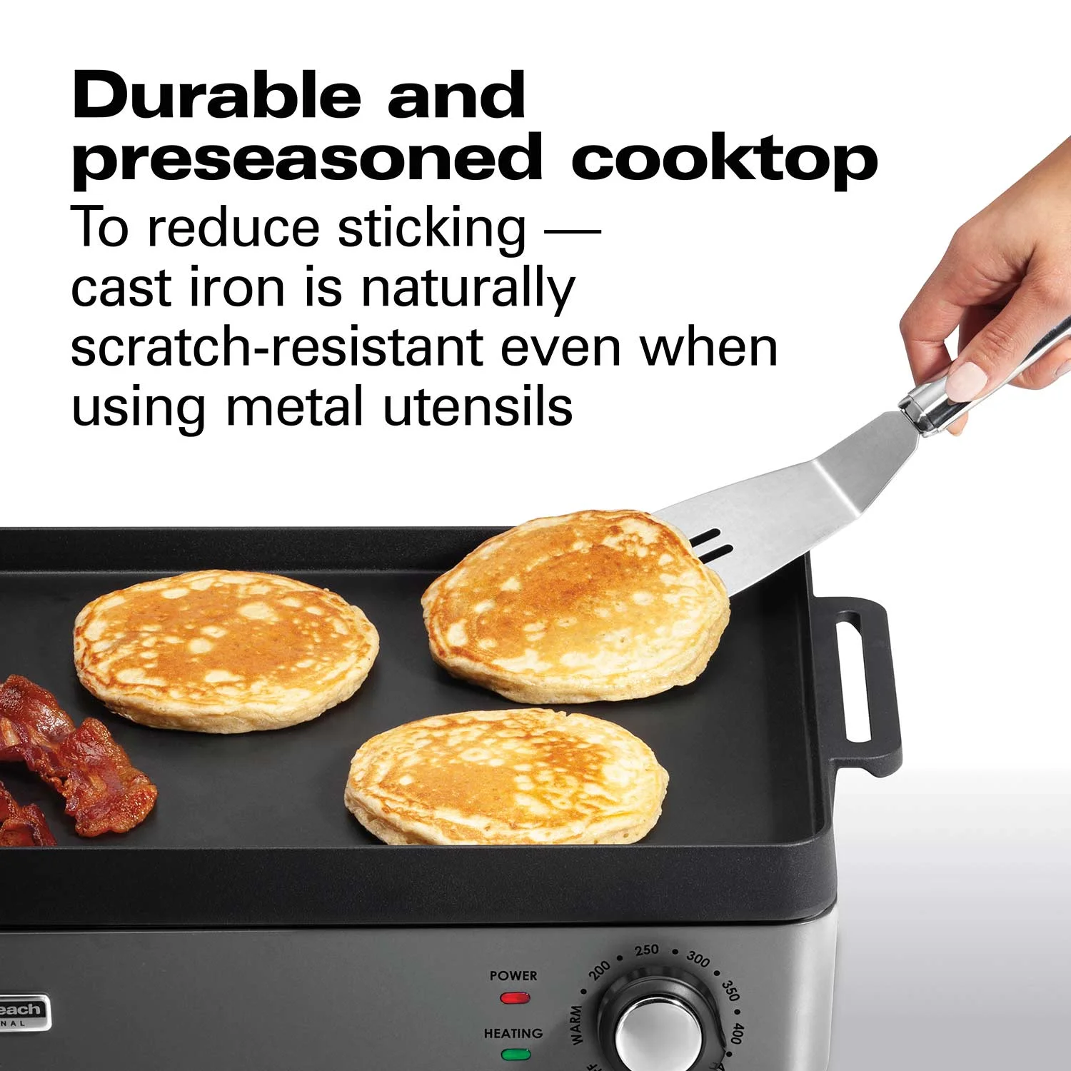 Hamilton Beach® Professional Cast Iron Electric Grill with Removable Cooktop - Image 4