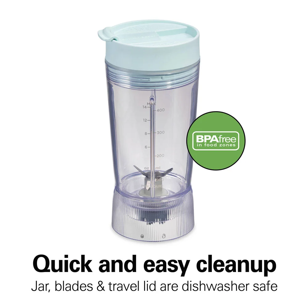 Personal Blender with Leak-Proof Travel Lid, Ice Blue - Image 5
