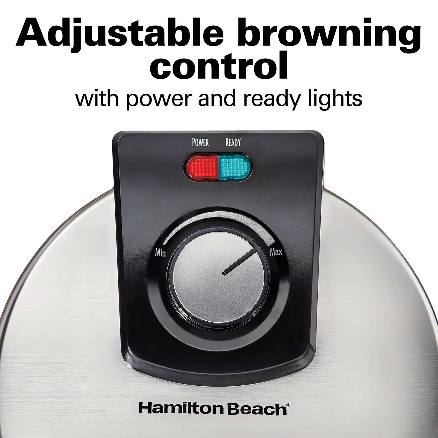 Belgian Waffle Maker with Adjustable Browning Control, Silver - Image 3