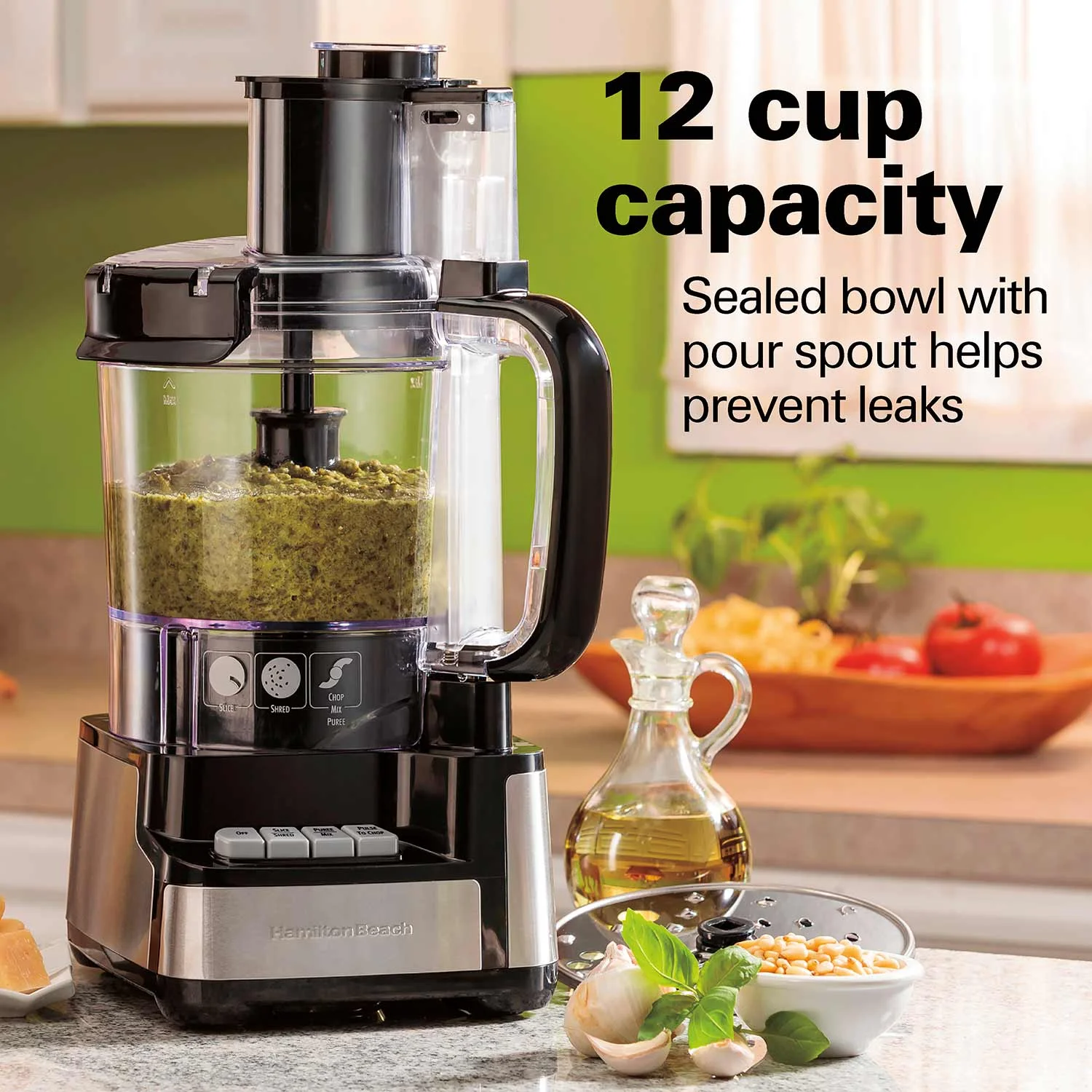 Hamilton Beach® Stack & Snap™ Food Processor, 12 Cup Capacity, Black & Stainless, 70725AG - Image 5