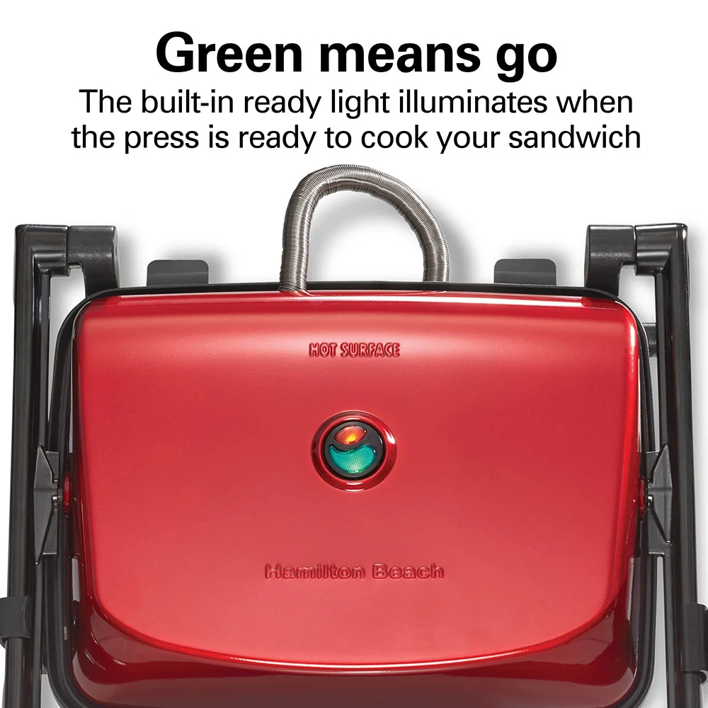 Panini Press & Gourmet Sandwich Maker, Red - Image 7