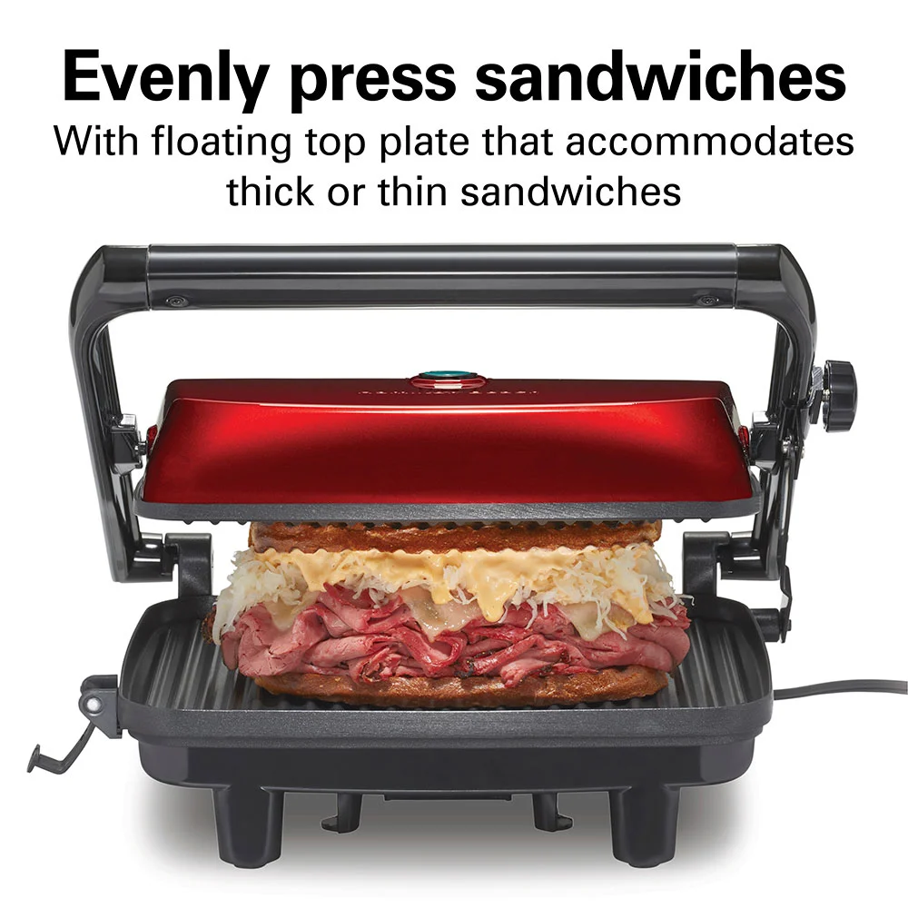 Panini Press & Gourmet Sandwich Maker, Red - Image 4