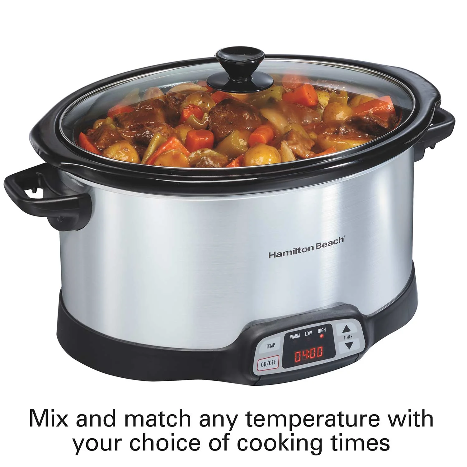 8 Quart Programmable Countdown Slow Cooker, Silver - Image 6