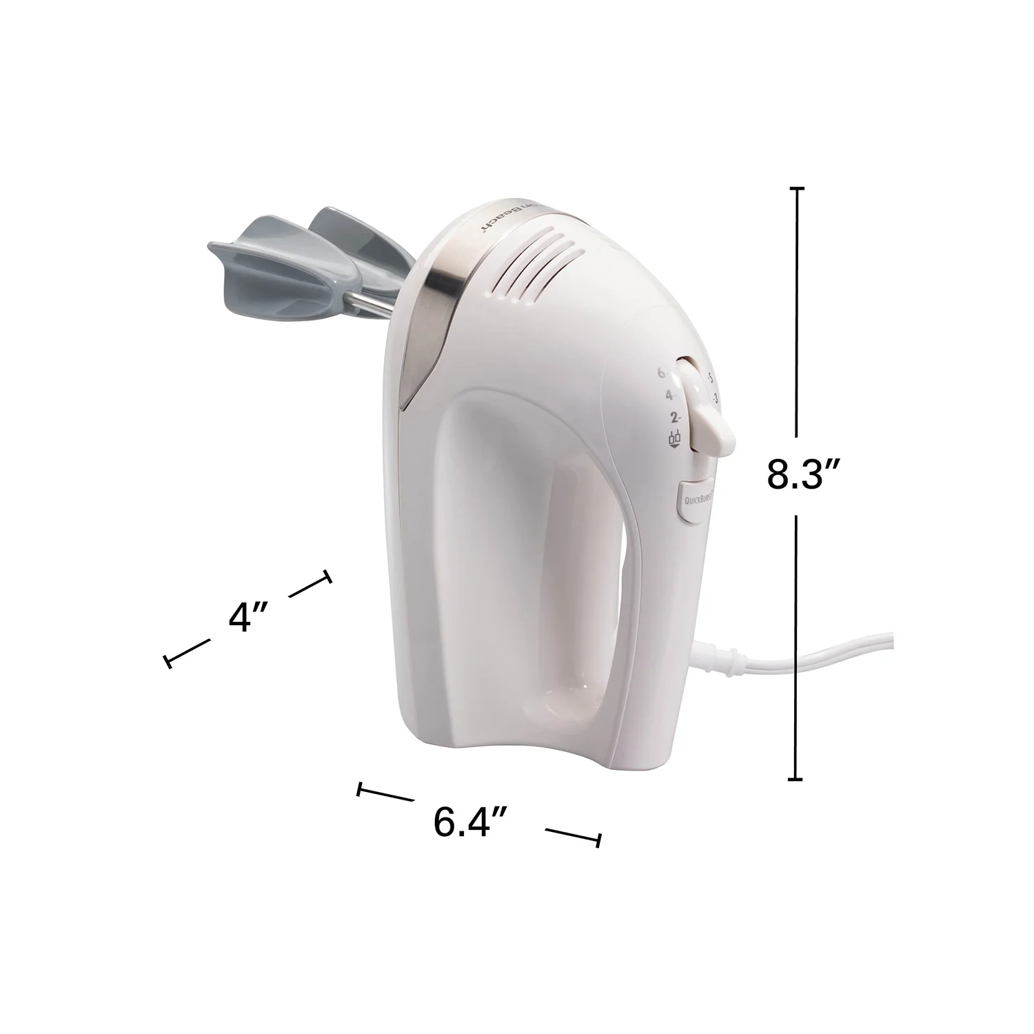 6 Speed Hand Mixer with Snap-On Case White - Image 8