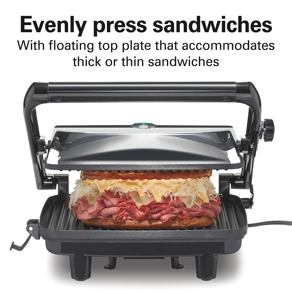 Panini Press & Gourmet Sandwich Maker, Silver - Image 4