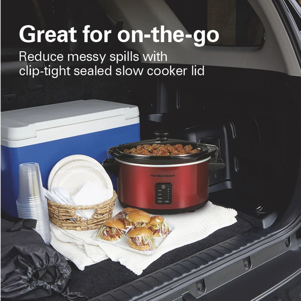Programmable Stay or Go® Slow Cooker with Party Dipper™ Food Warmer, Red - Image 3
