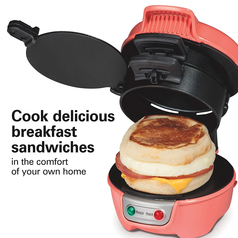 Breakfast Sandwich Maker, Coral - Image 3