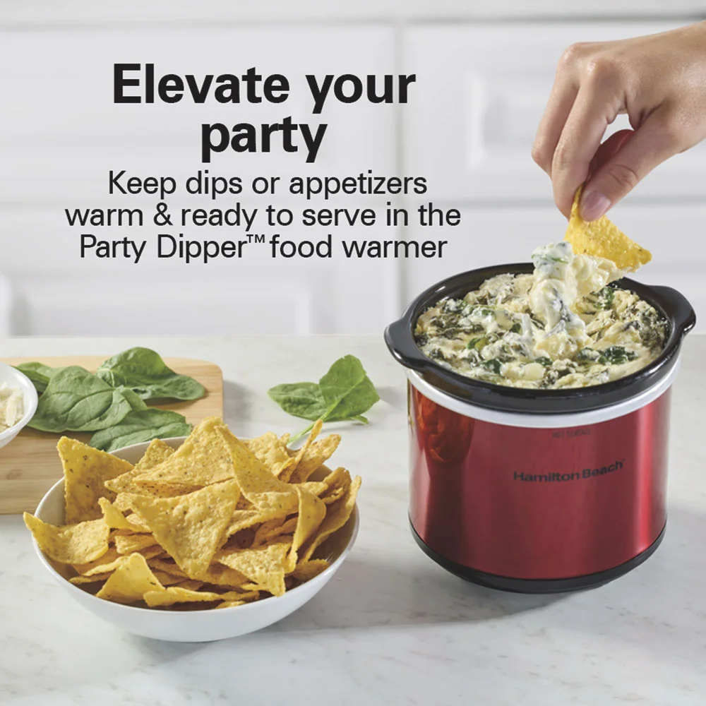 Programmable Stay or Go® Slow Cooker with Party Dipper™ Food Warmer, Red - Image 4