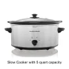5 Quart Slow Cooker, Silver - Image 2
