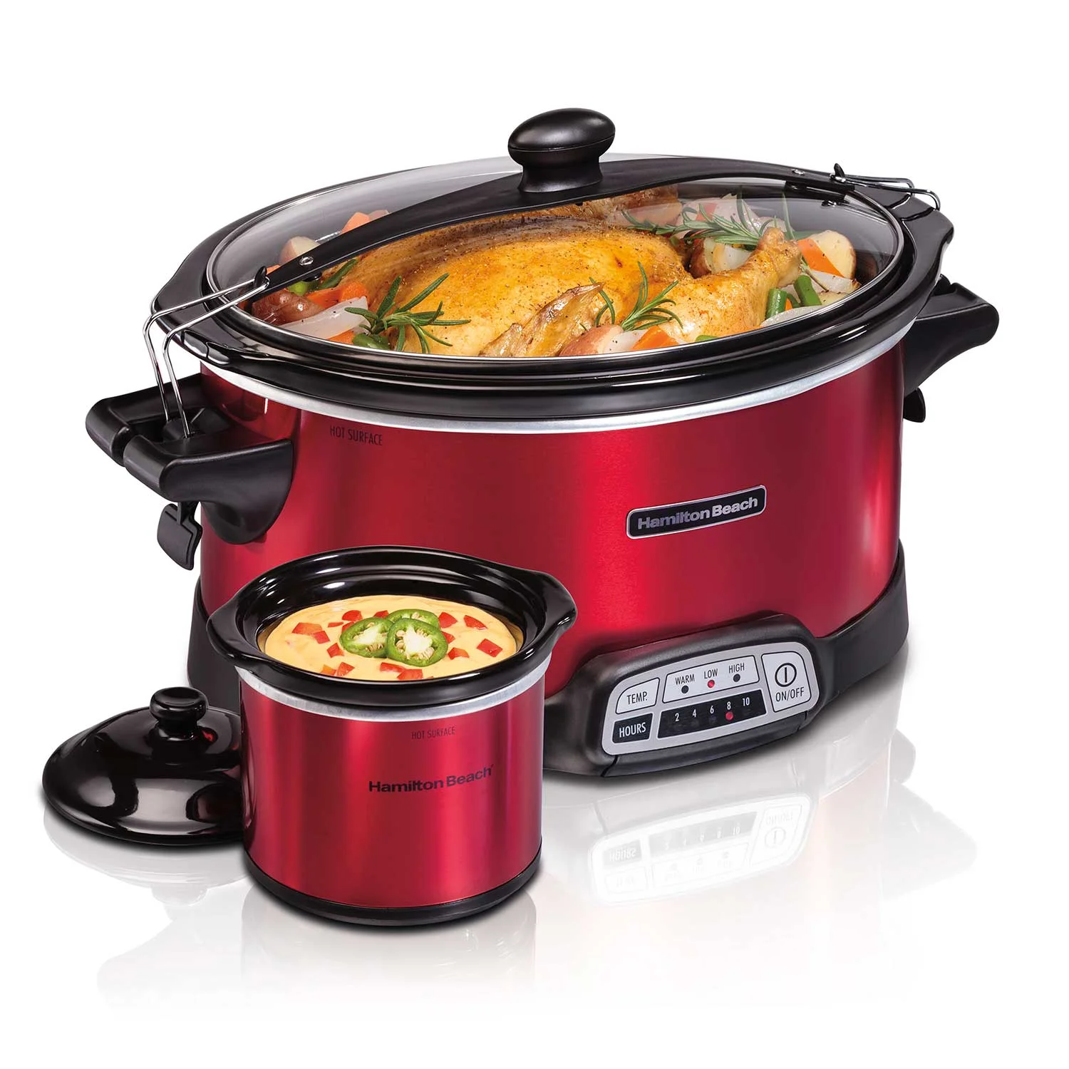 Stay or Go® Programmable Slow Cooker with Party Dipper, Red