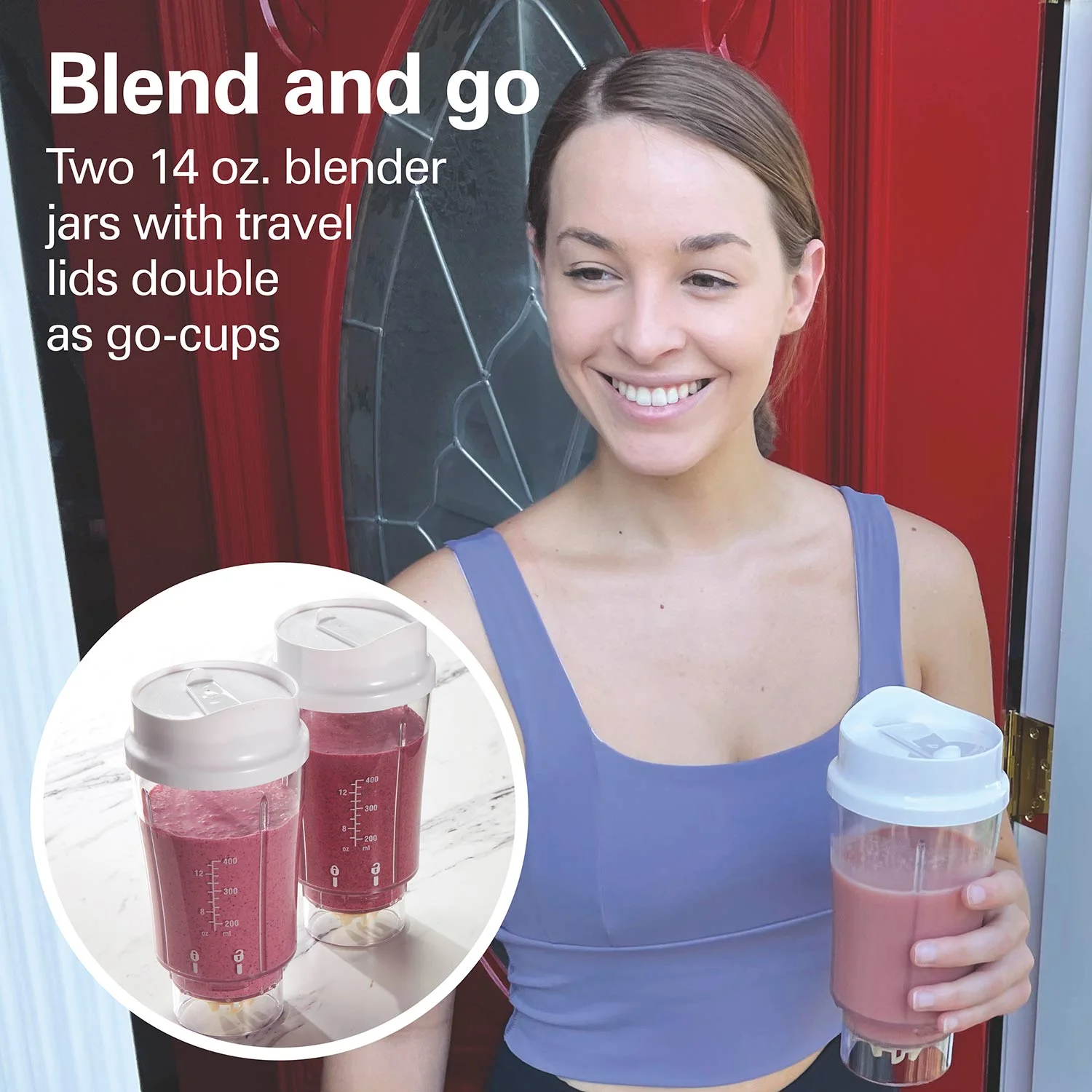 Alternative view of Smoothie Blender with 2 Travel Jars and 2 Lids